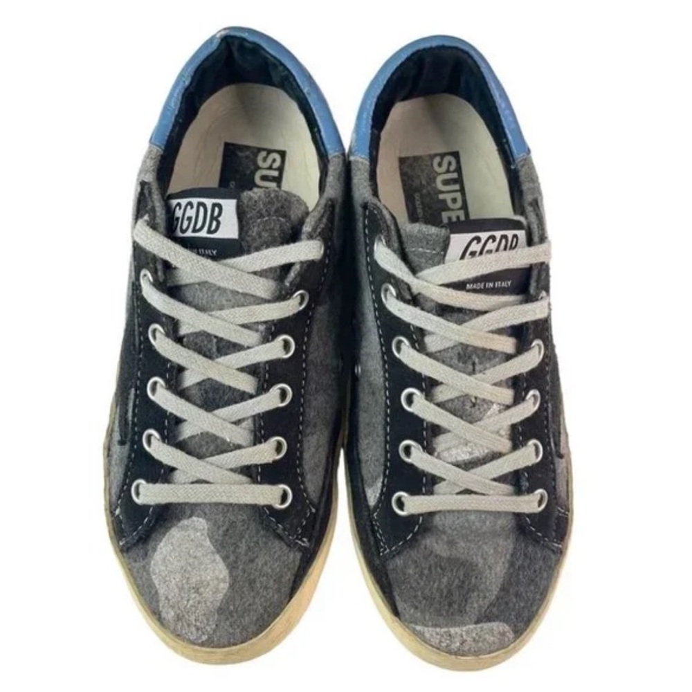 Golden Goose Superstar Sneakers Grey Blue Camo Star Sz 36 - Picture 6 of 11